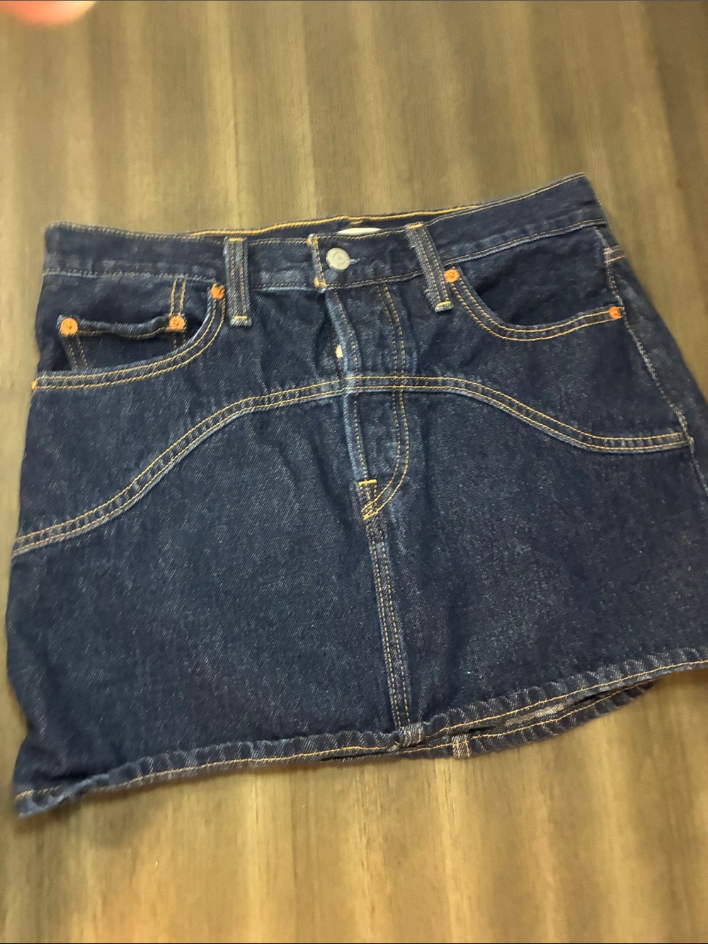 Levi's Indigo Denim Mini Skirt with Contrast Stitching